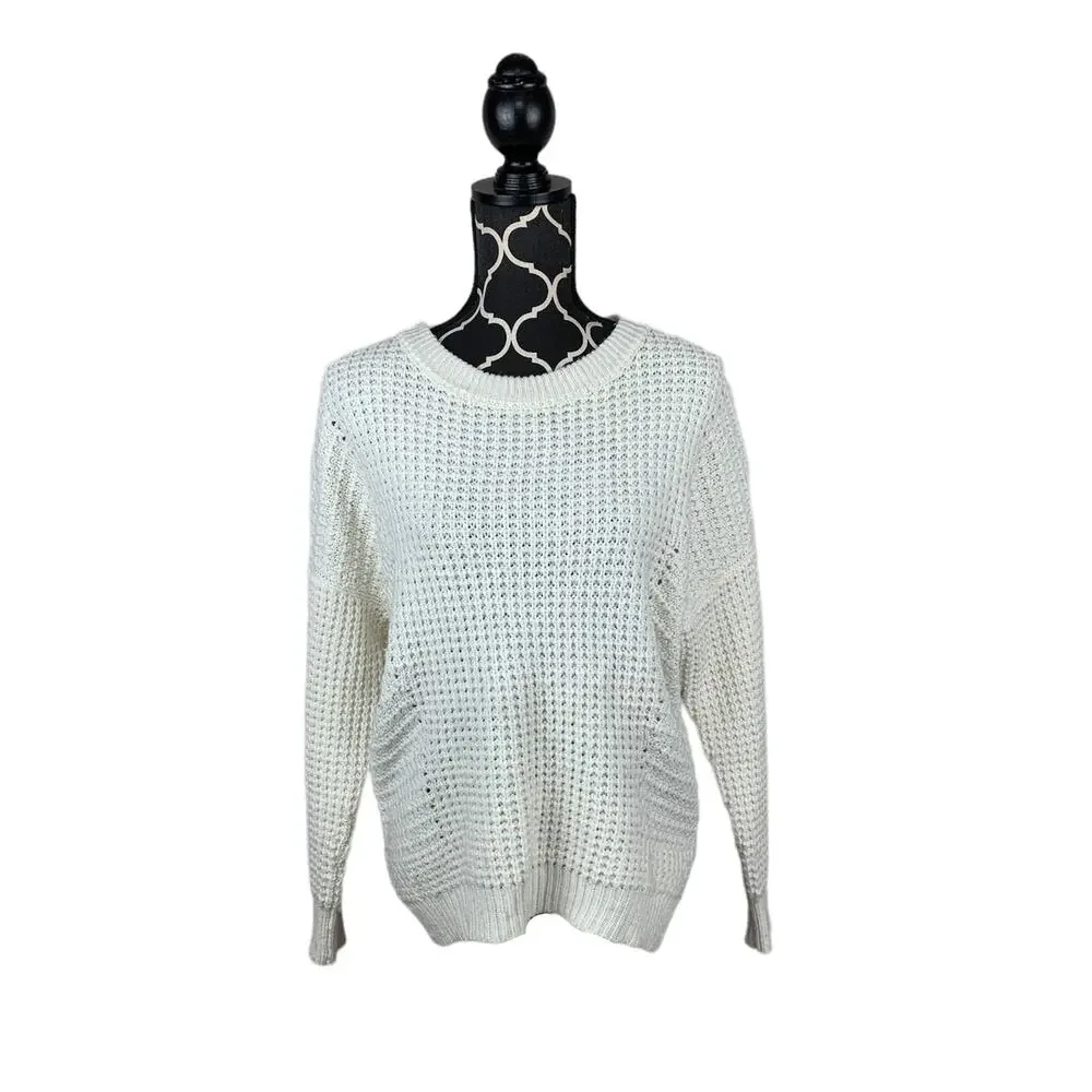 Madewell Stitch Mix ivory Cream Pullover Sweater Sz XS